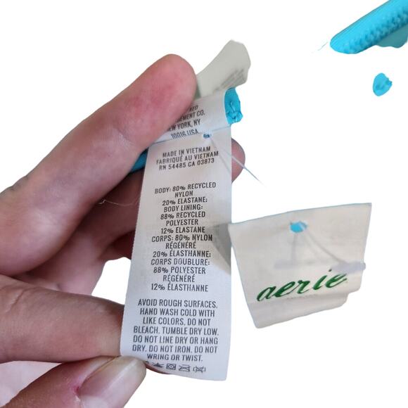 Aerie Real Good Scoopneck Ruched Banded Trim Full Coverage Bottom 2-Piece Bikini - Picture 4 of 12